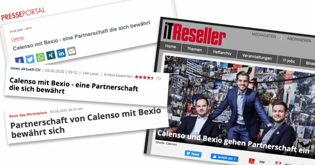 4 Presse Mitteilungen über Calesno und Bexio