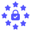 Icon, Schloss mit mehreren Sternen. Symbolisiert die DSGVO-konforme Terminvereinbarung.