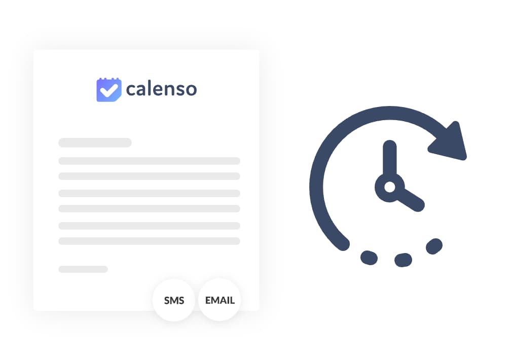 Übersicht wie Calenso das automatisierte Mailing und SMS Anbietet um an Termine zu erinnern.