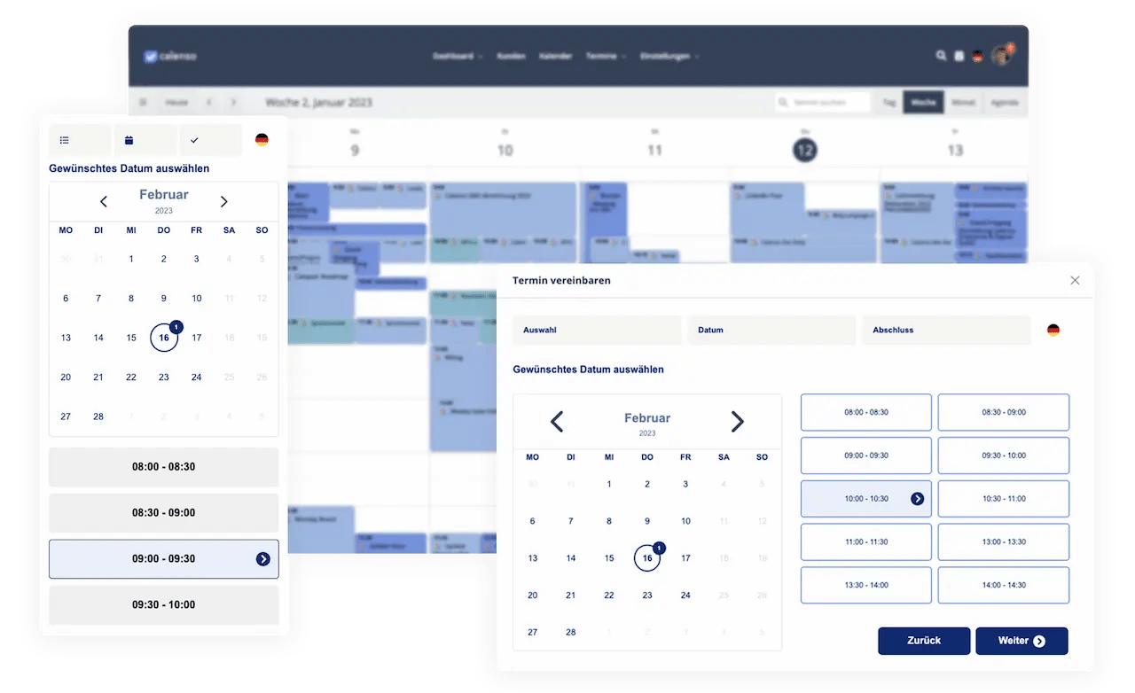 Übersicht von Terminkalendern (Desktop, Handy)