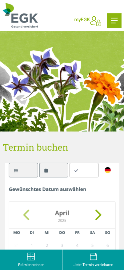 Calenso Helsana Buchung Screenshot 2